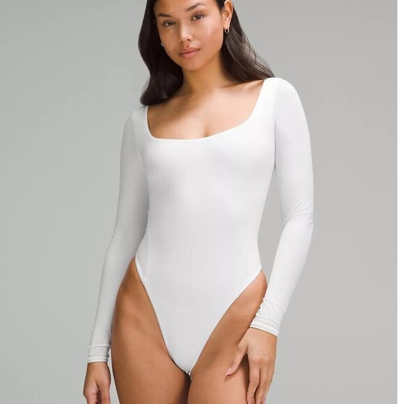 NWT Lululemon Wundermost Ultra-Soft Nulu Square-Neck LS Bodysuit - L White - Picture 1 of 7